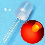 ampoules led diodes 10mm bleu rouge vert blanc chaud jaune diffuses diy commercial