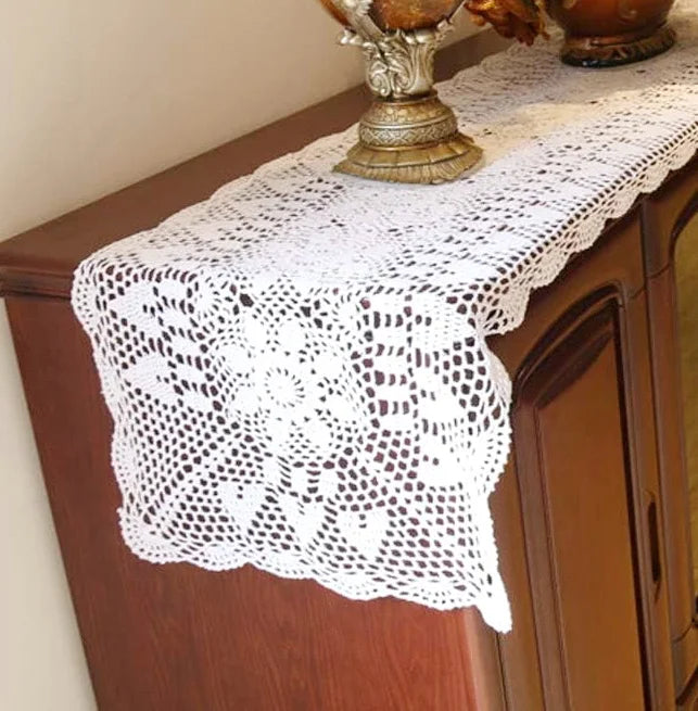 serviette table coton blanc motif floral traditionnel shabby chic vintage noël mariage fête