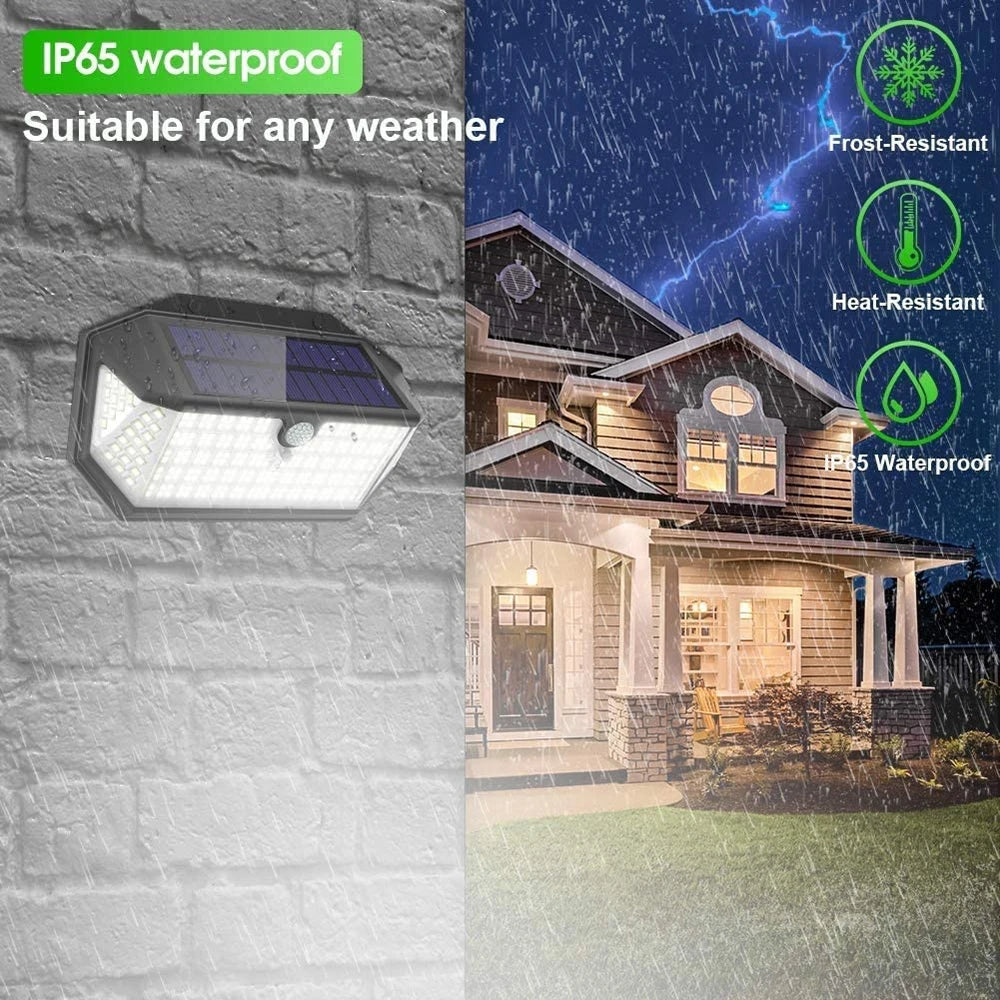 lampe solaire led noir moderne capteur mouvement ip65 étanche 226led
