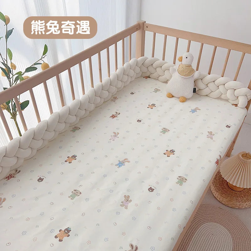 drap bébé couverture panda points sapins élastique simple beige uni coton respirant lit enfant