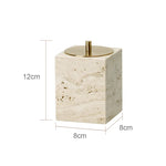 ensemble accessoires salle bain travertin beige distributeur savon plateau pot coton diffuseur moderne