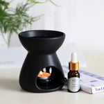 lampe huile essentielle céramique moderne noir blanc décoration feuilles étoiles ajourée diffuseur aromathérapie yoga