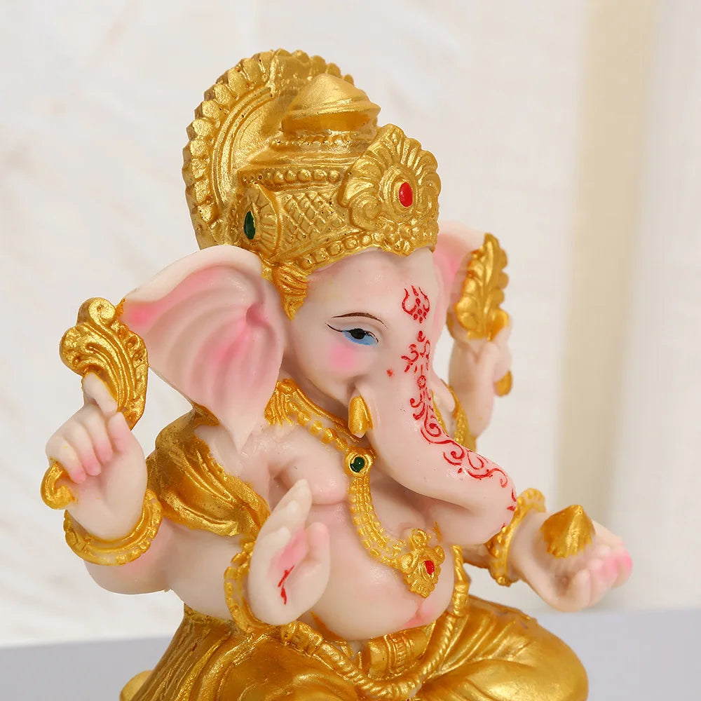 statue ganesha résine or rose religieuse traditionnelle indienne décoration divine réussite sagesse