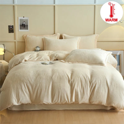 Housse de couette flanelle violette sur lit