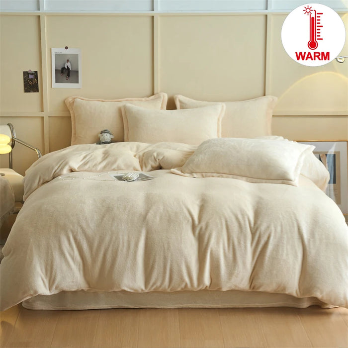 Housse de couette flanelle violette sur lit
