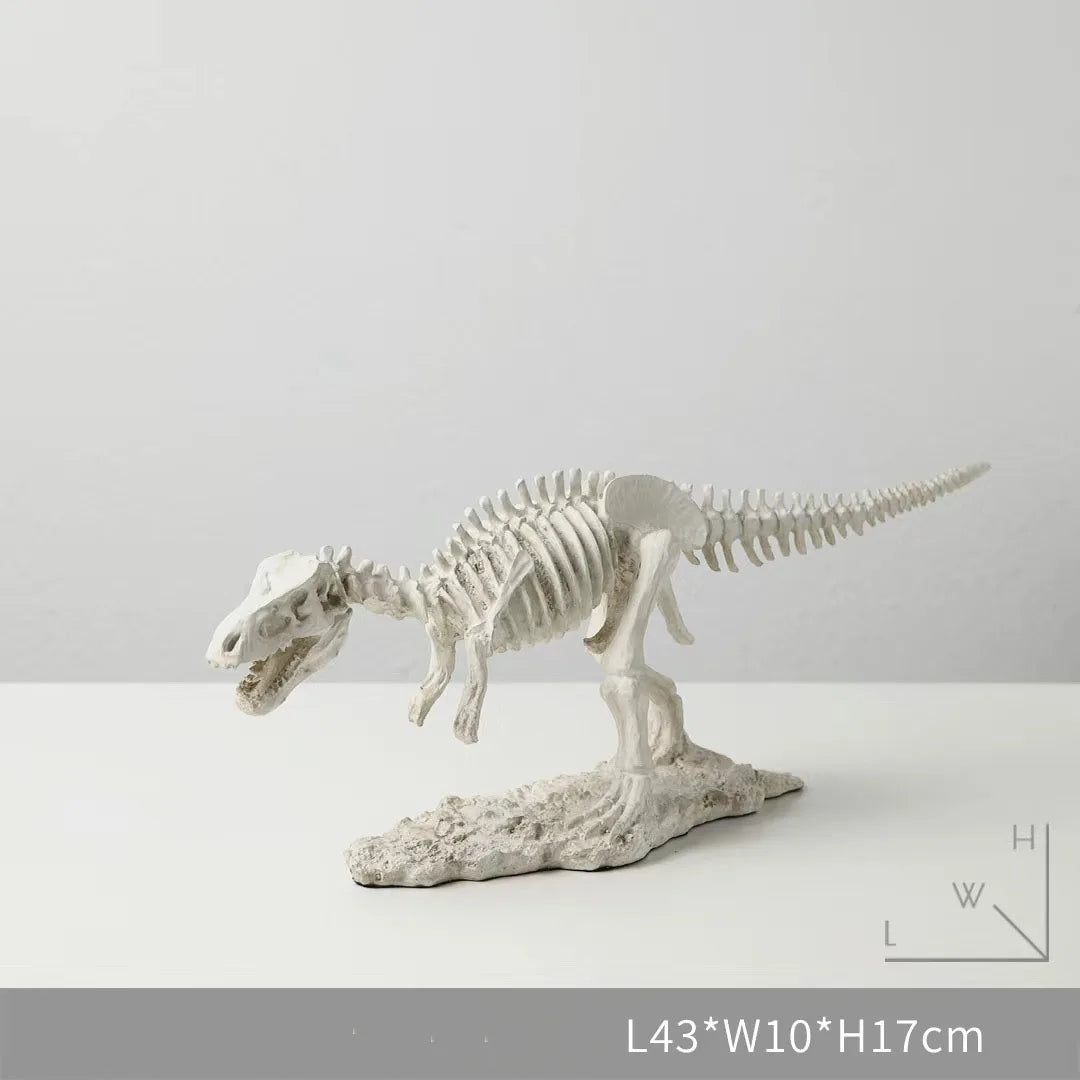 squelette dinosaure résine décor maison salle gris marron clair os roche tringle noire réaliste