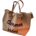 sac main toile vert olive rose beige clair franges été pliable durable haute qualité