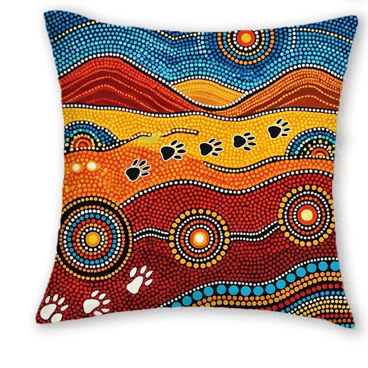 taies d'oreiller décoratives aborigènes multicolores motifs traditionnels ethniques maison polyester peachskin