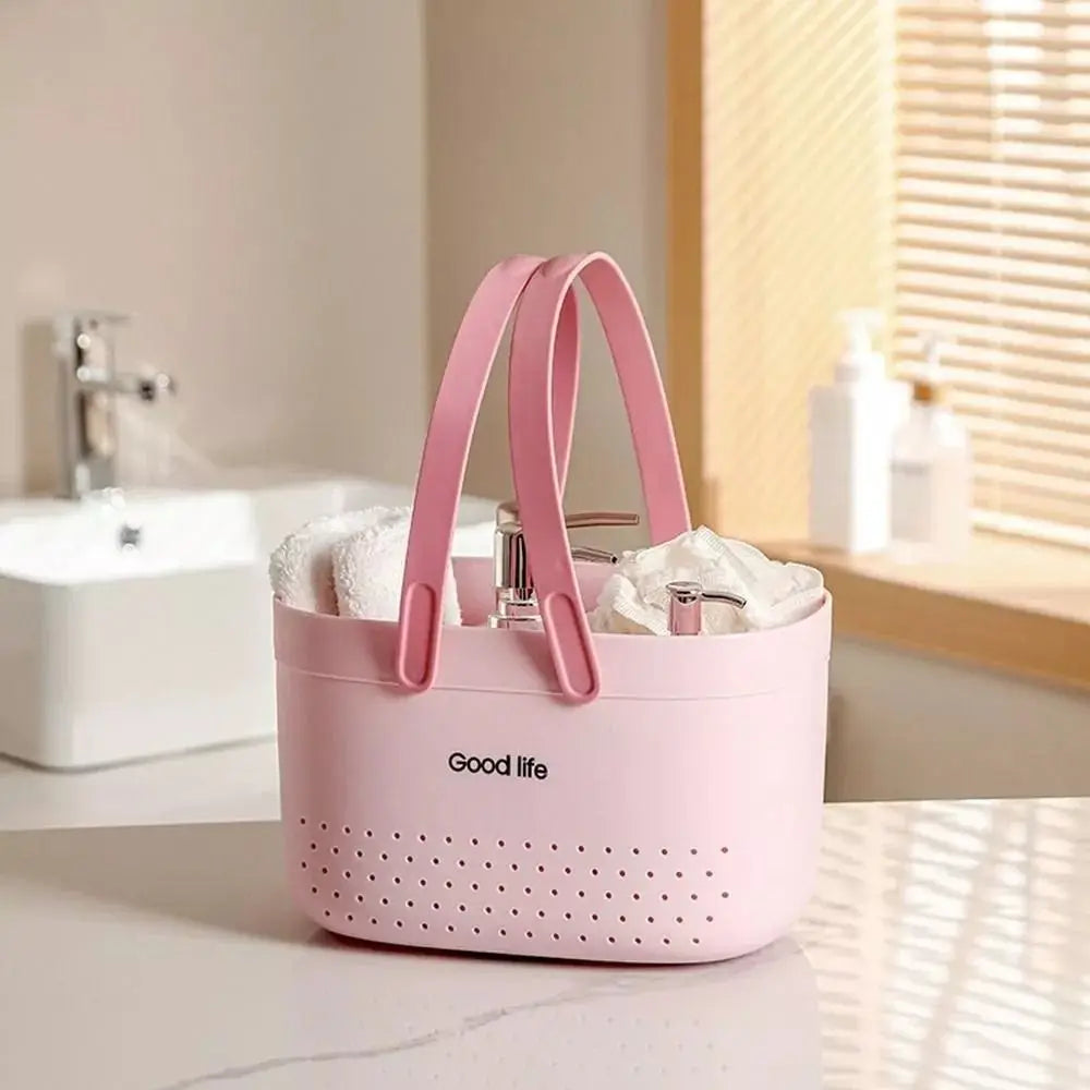 panier rangement perforé moderne rose clair gris beige vert marron clair poignées détachables