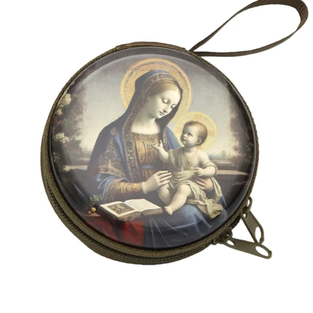 boîte rangement métal zipper illustrations religieuses saints coeurs sacrés multi usages opaques