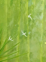 rideau semi transparent vert motif végétal aquarelle fenêtre intérieur décoration artistique nature