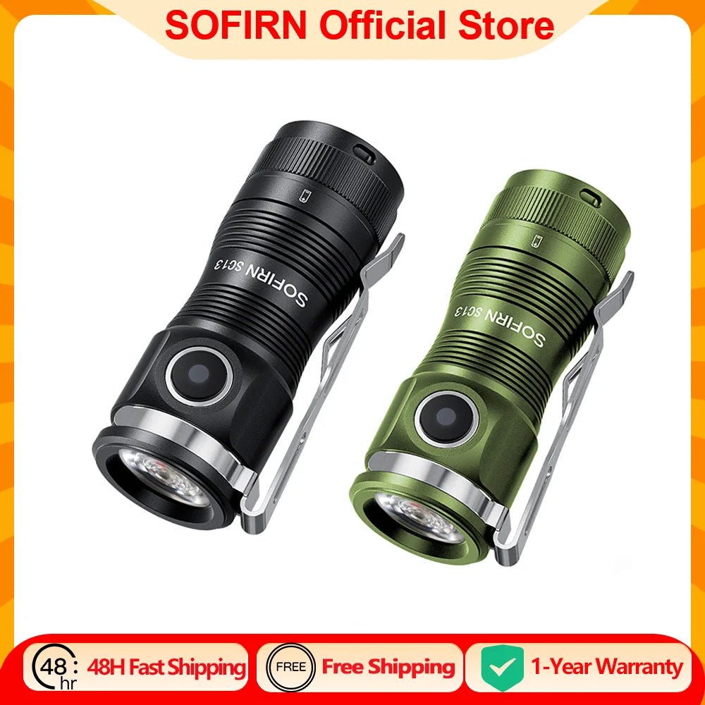 lampe torche noire vert rechargeable 1300lm led 15w moderne compact clip