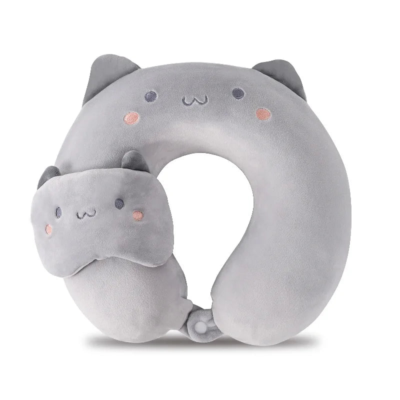 coussin voyage forme mousse mémoire forme animaux ours dinosaure poisson licorne boutons masque yeux