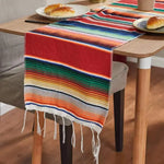 nappe mexicain rayées franges colorées maison carnaval festive 35x210cm polyester coton