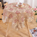 nappe table fleur brodée polyester imperméable rectangle classique romantique beige roseclair