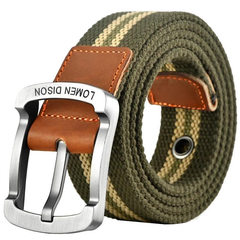 ceinture unisexe toile rayée beige marron décontracté boucle métalliqueOutdoor sports chasse ACCESSOIRES jeans