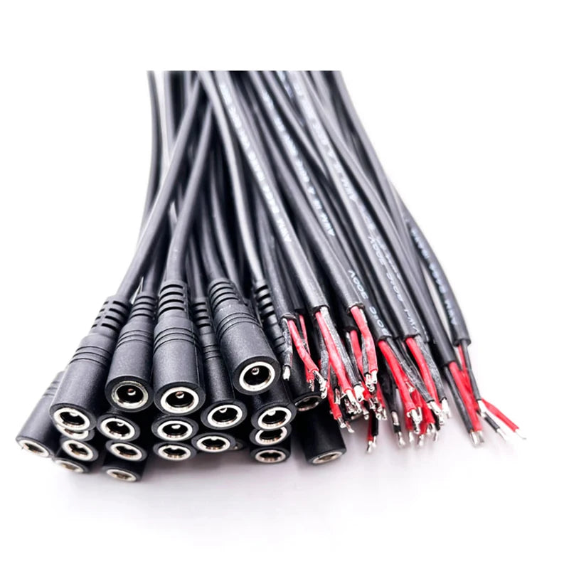 câbles électrique connecteur femelle male noir rond lisse led 5.5 2.1 mm standard