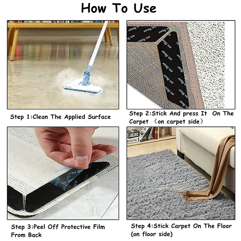 attaches tapis antidérapantes réutilisables adhésives noires blanches motifs floraux utilitairesintérieur