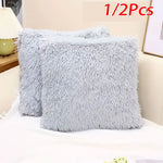 housse coussin rectangulaire fourrure polyester solide moderne noir rose gris clair rouge fermeture glissière