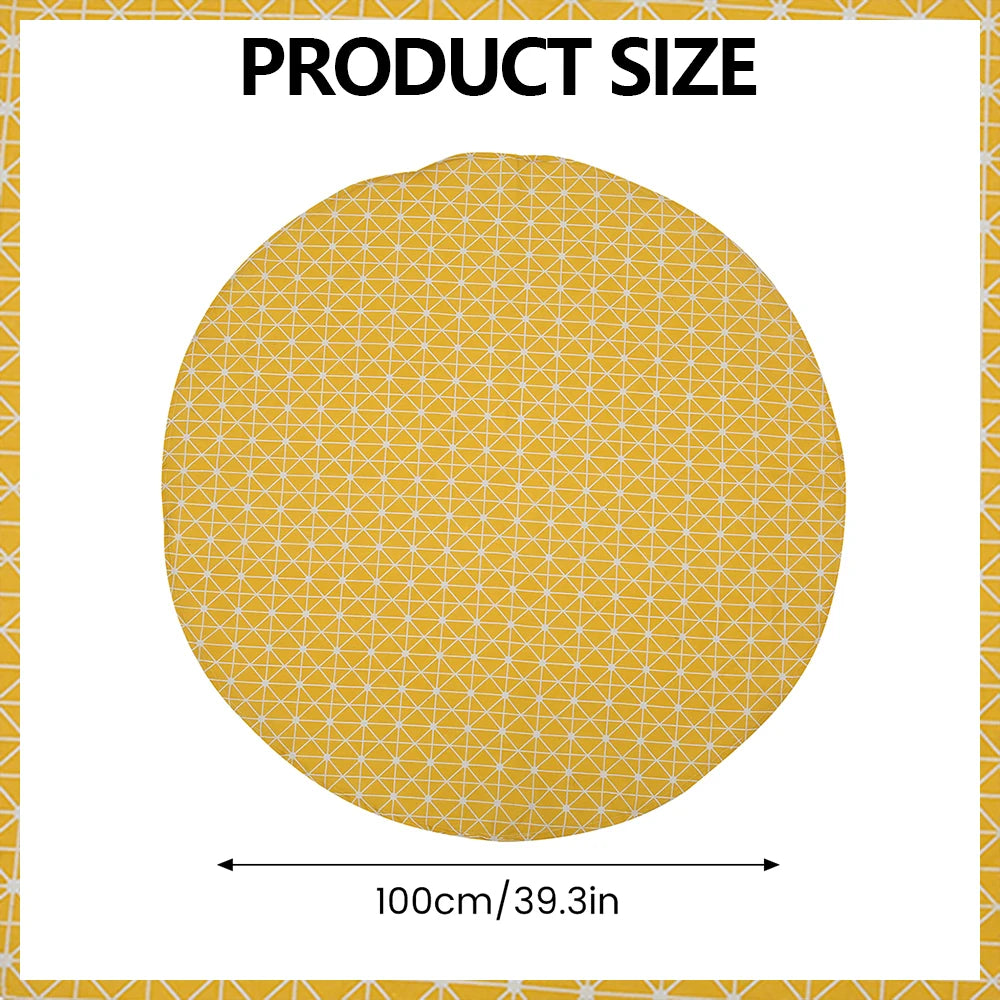 nappe ronde gris jaune moderne 100cm 120cm 150cm motifs géométriques abstraits table décoration intérieureextérieur