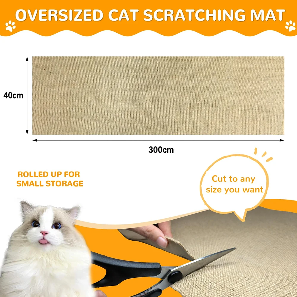 tapis grattage chats texture tissée adhésif beige moderne 40x300cm