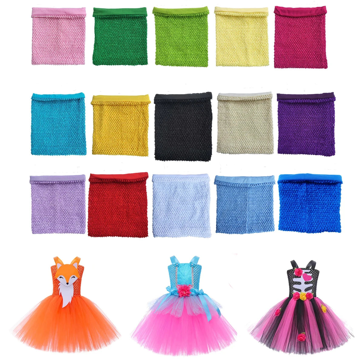 pochettes maille violet jaune rose bleu opaques modernes 10x12 inches DIY tutu