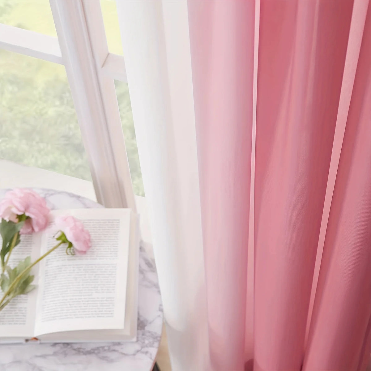rideaux dégradés rose bleu violet ombre douce modernes transparents polyester maison