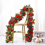 guirlande artificielle roses vigne feuilles vertes extérieur mariage anniversaire décoration romantique 220cm