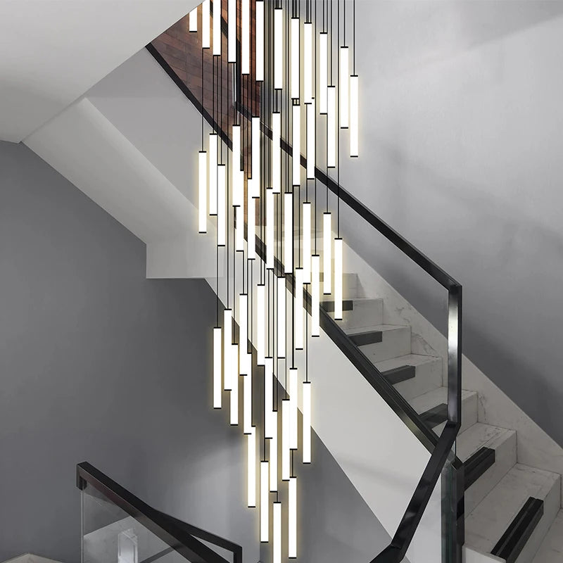 Lampe pendante moderne cage d'escalier variateur télécommande