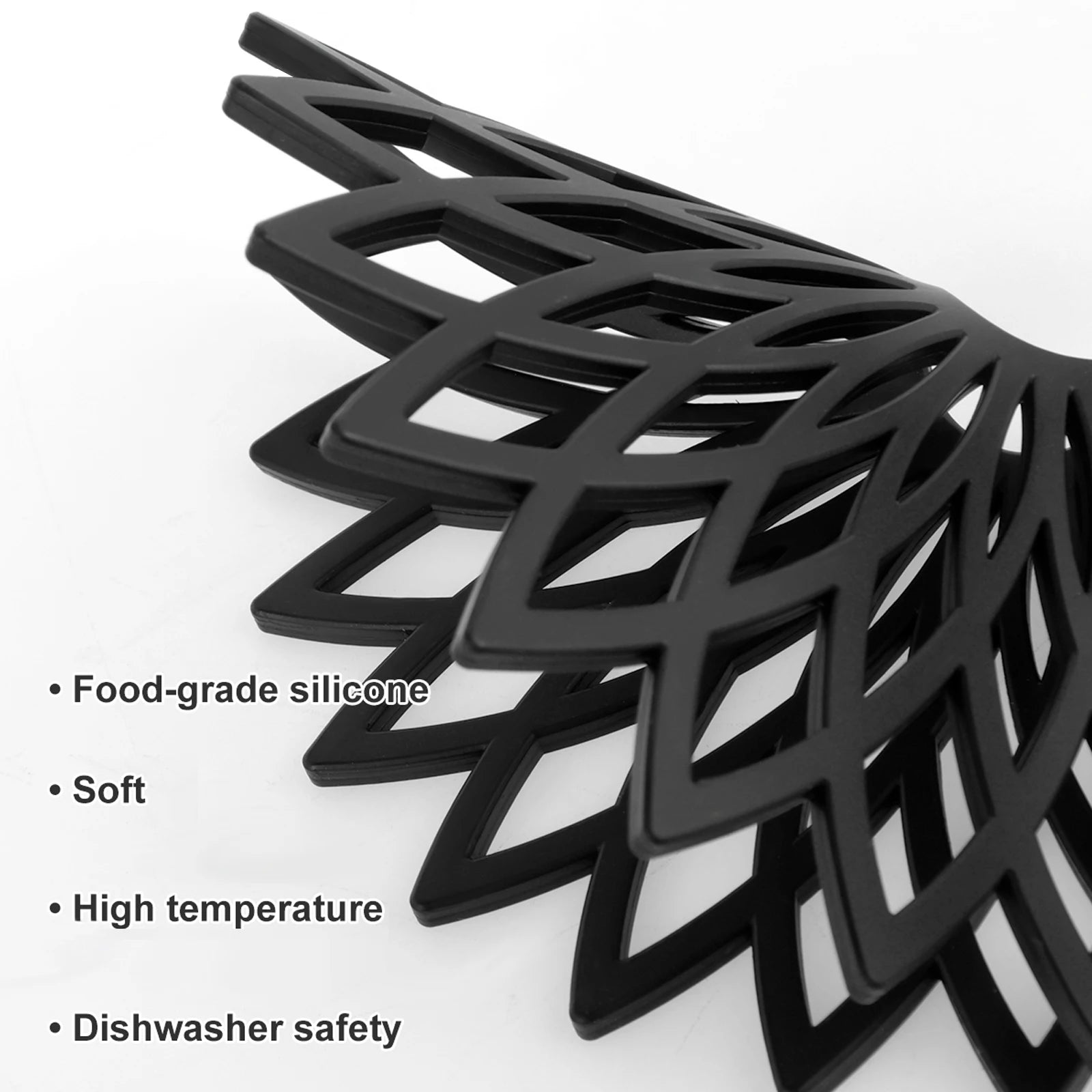 Vue rapprochée du design creux des dessous de plat en silicone