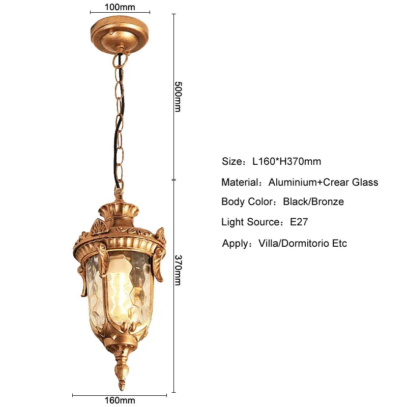 lampe suspendue vintage bronze noir ornements sculptés verre texturé semi opaque chambre salon