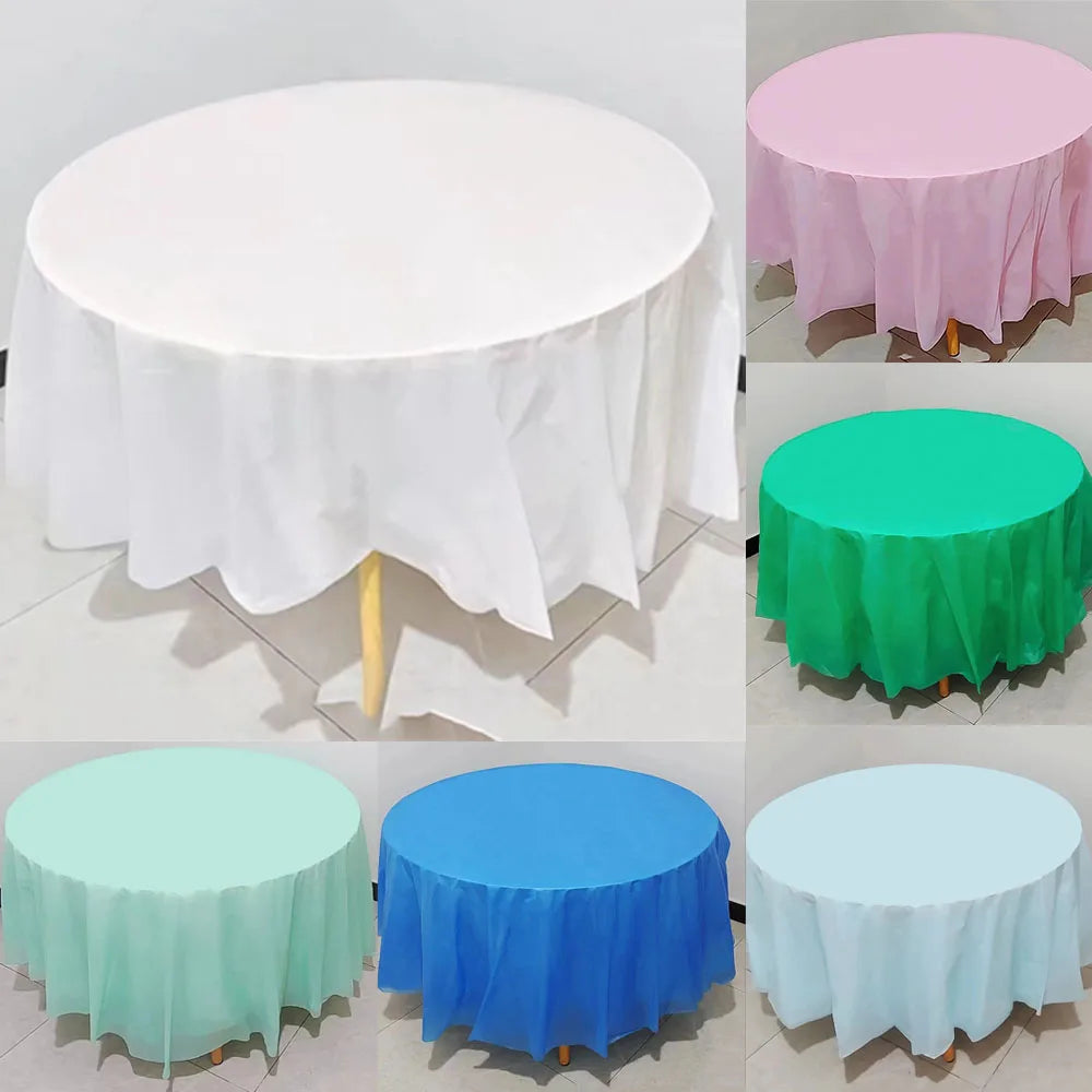 nappe table ronde uni bleue verte rose moderne opaques 213cm discothèque événement anniversaire