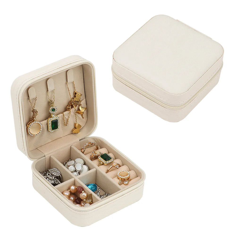 boîtes bijoux réutilisables simili cuir couleurs moderne fermeture glissière poche élastique crochets colliers rouleaux