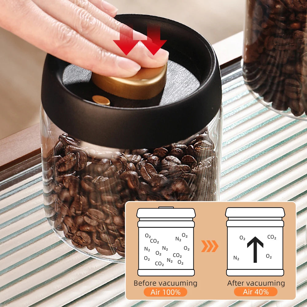 Rangement de cuisine avec pot en verre sous vide design