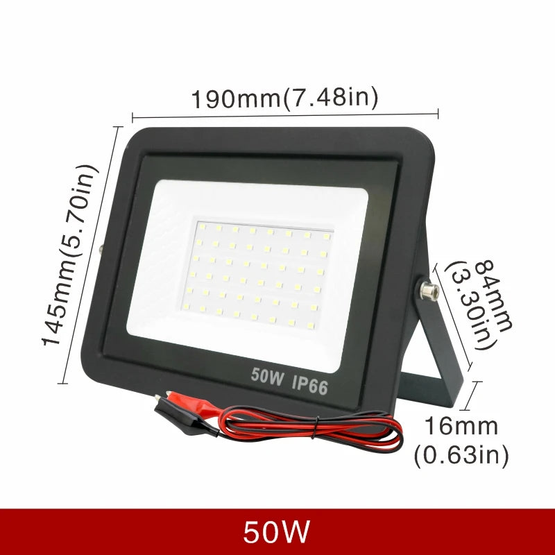 projecteur led 12v noir moderne ip66 20w 30w 50w 100w clips alu 50000h