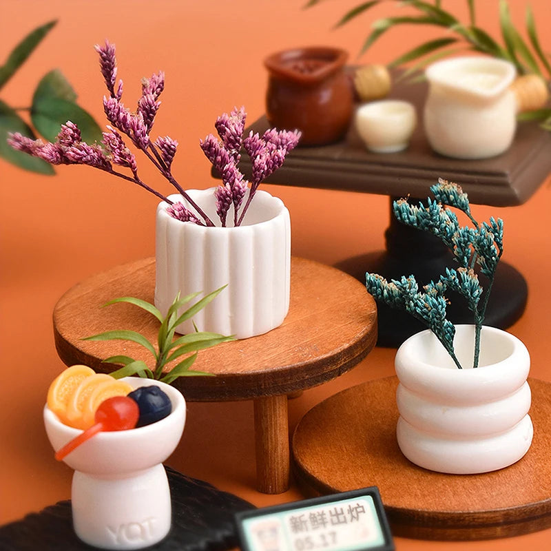 support fruits miniature blanc moderne minimaliste accessoires poupée décoration intérieure pot plantateau fournis