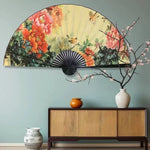 Éventail mural fleurs chinoises vert clair