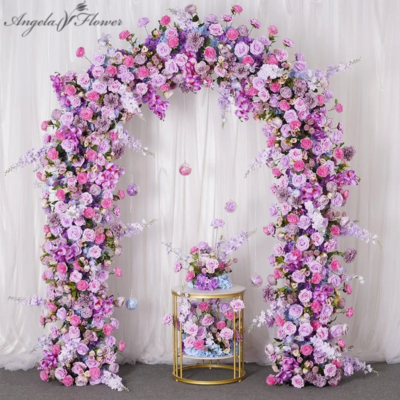 Arche décorative florale violettes roses blanches extérieur intérieur décoration événement classique artificielle fixe