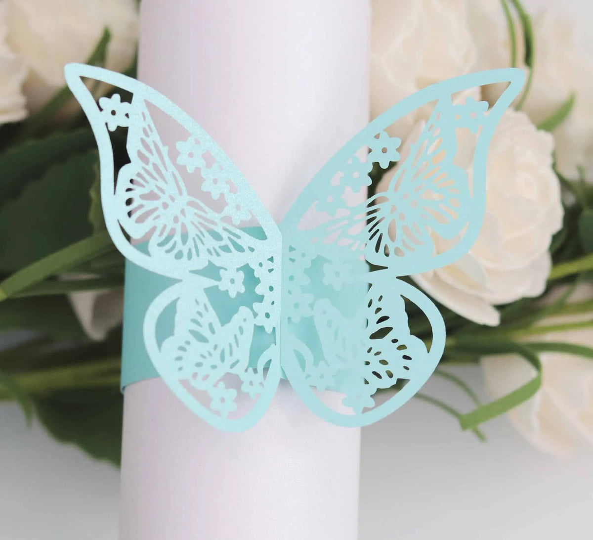 porte serviette papillon ajouré élégant doré rose bleu clair blanc pack 50 pièces transparents