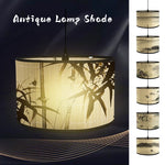 abat jour artisanal bambou illustration paysage oiseaux fleurs tringle contemporain