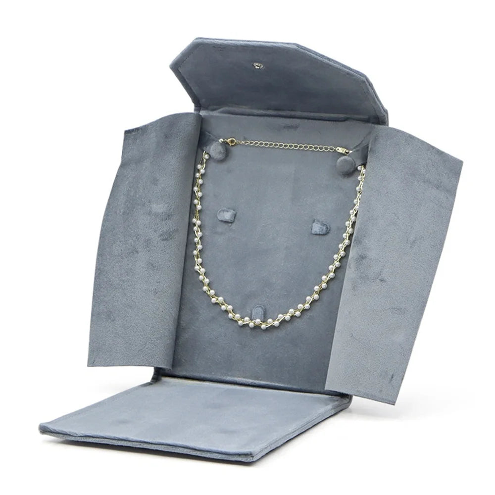 porte bijoux velours vert bleu gris rose rouge classique collier portable sac rangement
