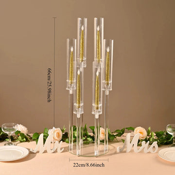 porte bougies transparent acrylique décoration maison moderne élégant six bras table mariage fête