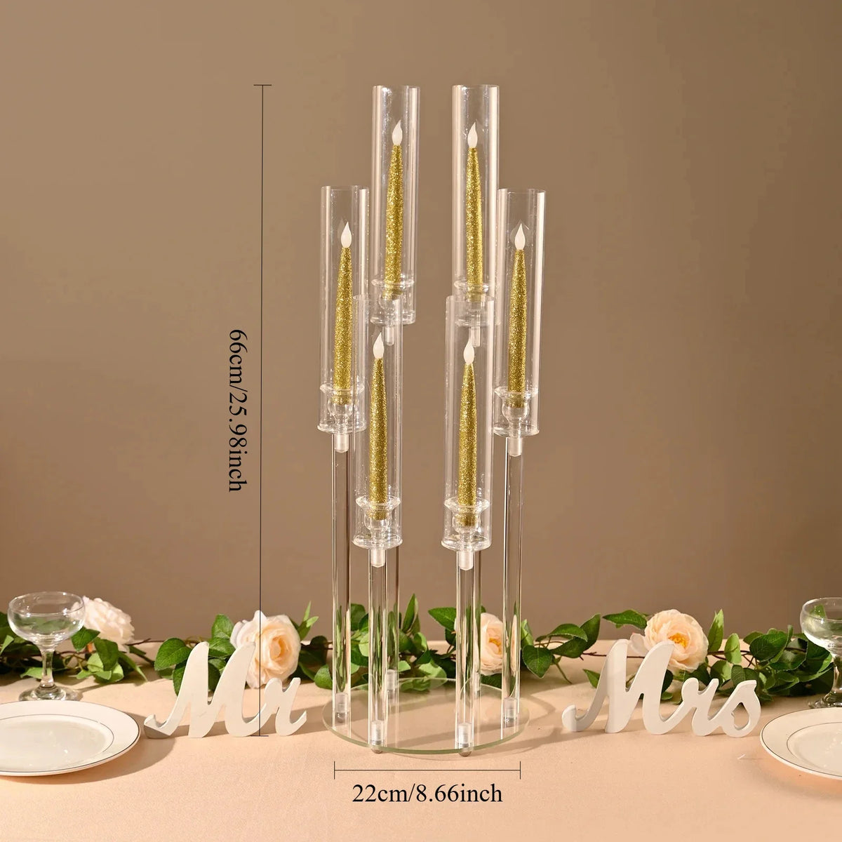 porte bougies transparent acrylique décoration maison moderne élégant six bras table mariage fête