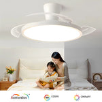 ventilateur moderne blanc led pales télécommande ac220v invisible lumineux cuisine