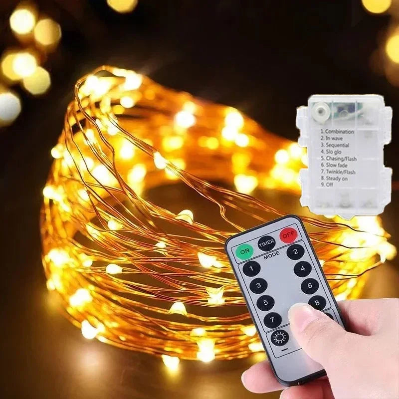 guirlande lumineuse fil argent fée multicolore led décoration mariage chambre télécommande pile batterie
