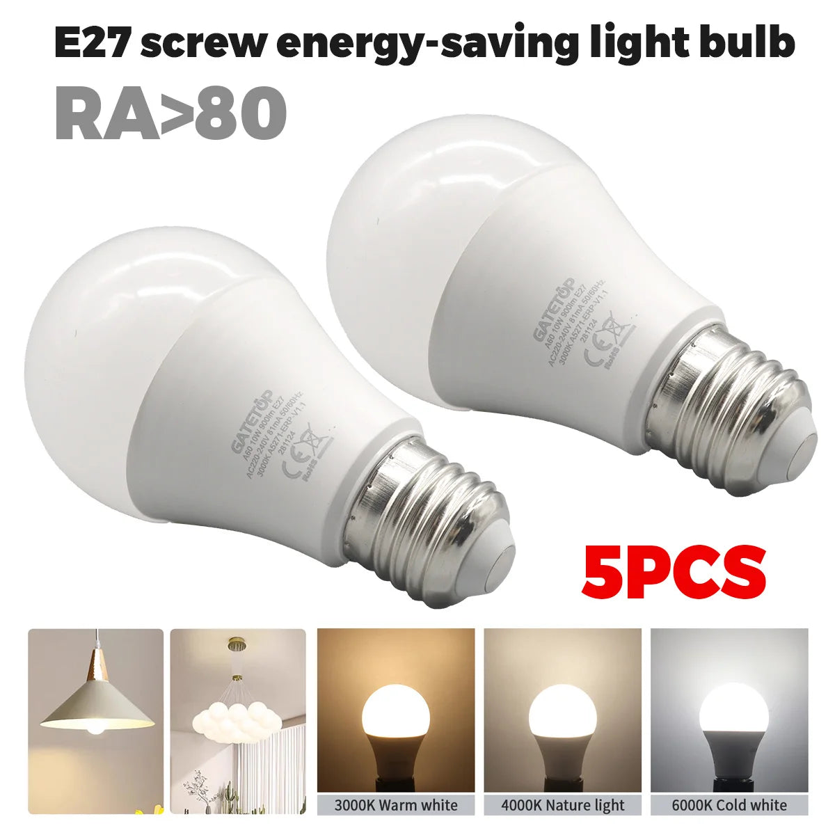 ampoule led e27 blanc mat moderne ac100240v 3000k 4000k 6000k cril80 25000h