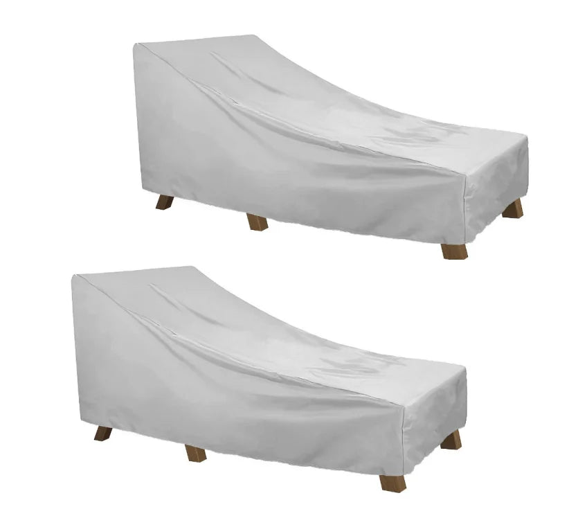 housse chaise longue extérieure gris uni moderne sac rangement rétractable cordons ajustables protection anti