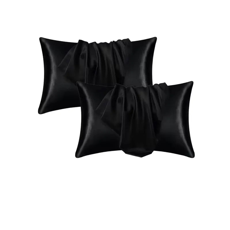 protège oreiller satin rose clair beige doré noir moderne élégant literie anti allergie coton