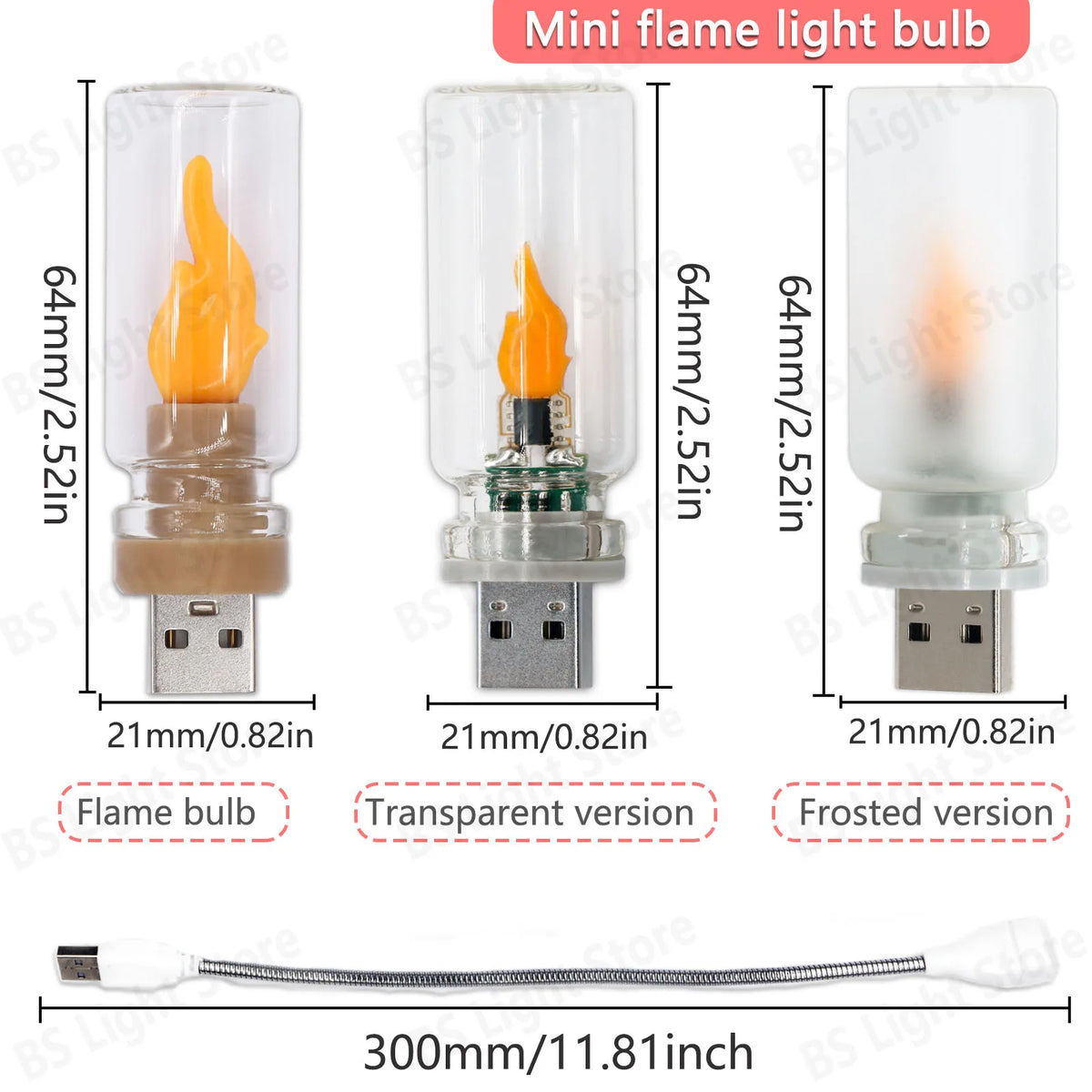 mini ampoule led flamme transparent frosted décoration usb imitations bougie chaleur blanc orange