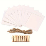 cadres photo carton rustique pinces suspension corde jute décoration murale blanc marron clair farmhouse